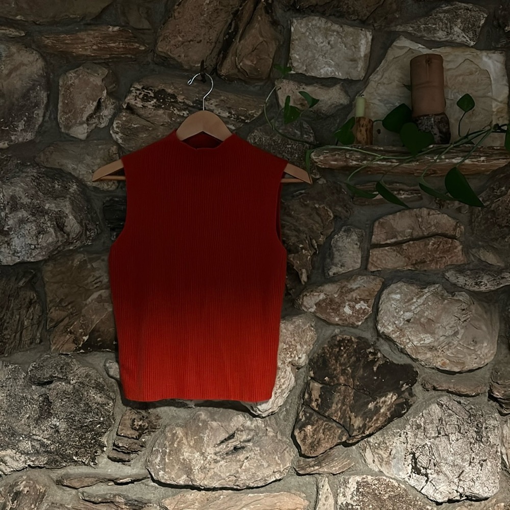 Large Ann Taylor half turtle neck great condition fall orange/red CASHMERE